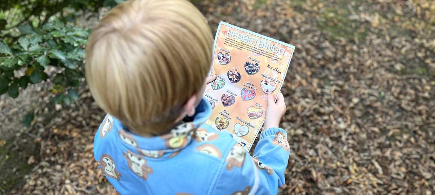 Junge mit Herbstbingo