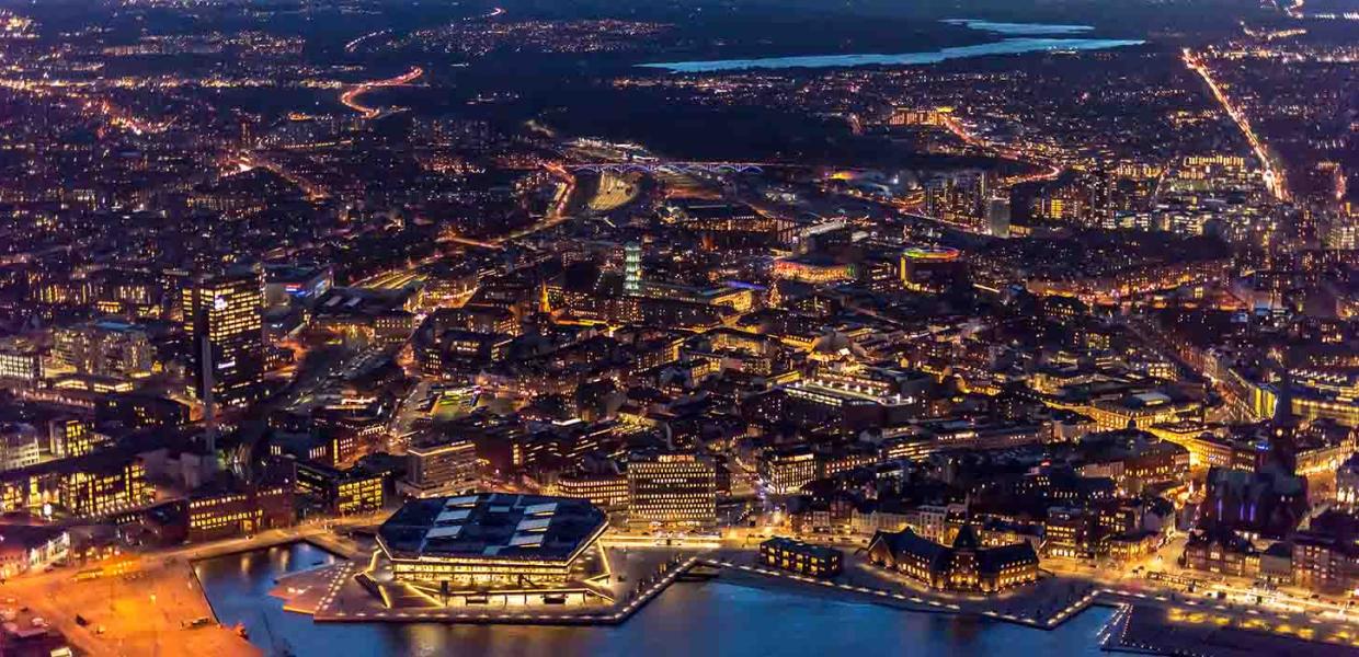 Luftfoto af Aarhus til udstillingen Luftkunst Danmark i Bogense