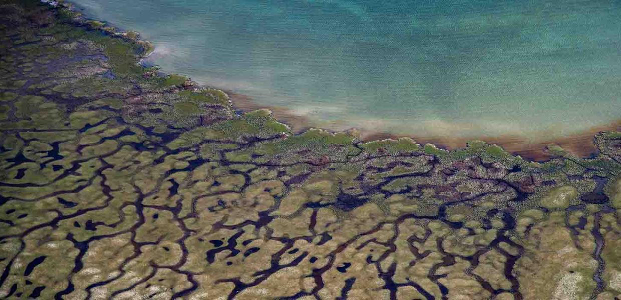 Luftfoto af Roskilde Fjord og Bognæs til Luftkunst Danmark i Bogense