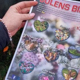Pige holder jule-naturbingoplade
